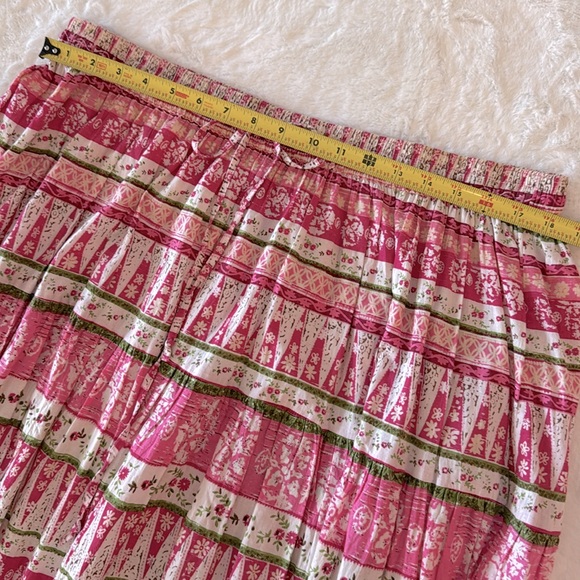 Liz & Me Pink Floral Boho Tiered Maxi Skirt, Elastic Tie Waist- size 0X 14-16W - Picture 7 of 10